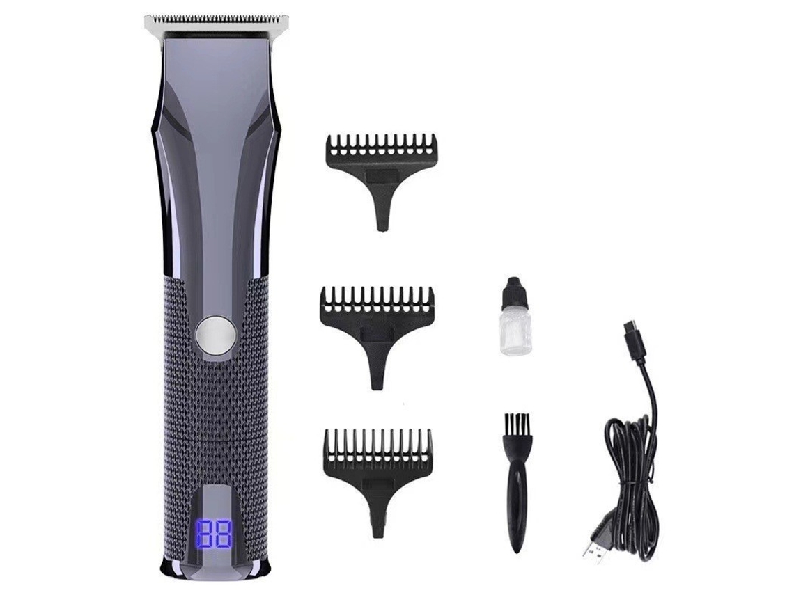 Máquina de Cortar Cabelo Elétrica com Visor Digital Lcd, Máquina de Cortar Cabelo Recarregável MDUG (cinza)