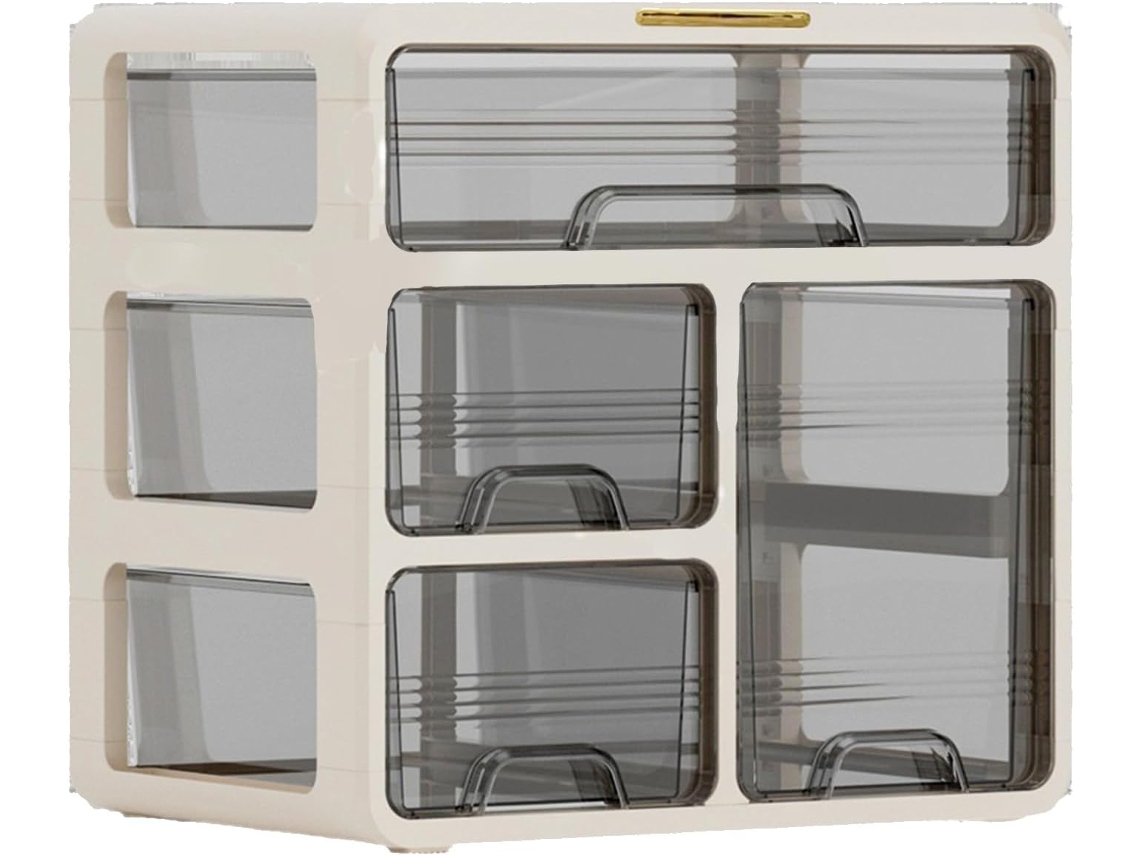 Organizador De Mesa, Caixa De Armazenamento De Plástico Creme Gokoco (3 Camadas)