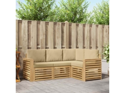 Vidaxl Conjunto De Sofás Para Exterior 4 Unid. Branco E Bege Poliéster