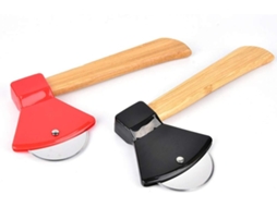 Faca, Machado De Pizza Com Cabo Bambu E Lâmina Giratória Afiada Para