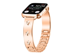 Bracelete Para Apple Watch 42/41/40/38mm - Metal Com Pétalas De Floco De Neve Ouro Rosa