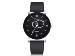 Relógio de pulso feminino com mostrador simples em couro PU, estampa moderna, relógio de quartzo casual.