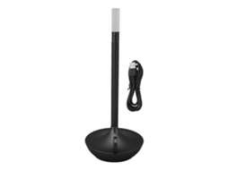 Lâmpada de Mesa Sem Fio Portátil Led Dimmable 3 Níveis Brilho Recarregável Forma Vela Preta
