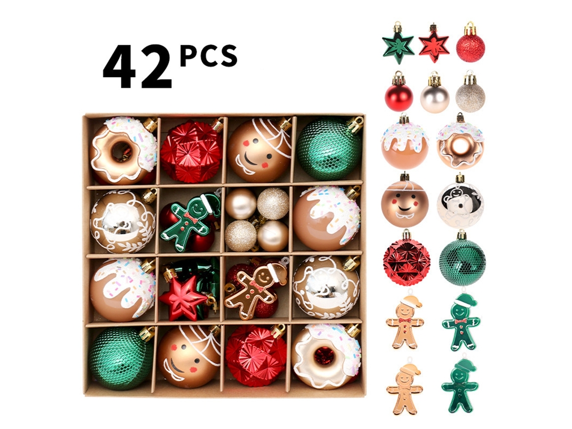 Conjunto De 42 Enfeites De Natal Para Árvore De Natal.-aquaforge