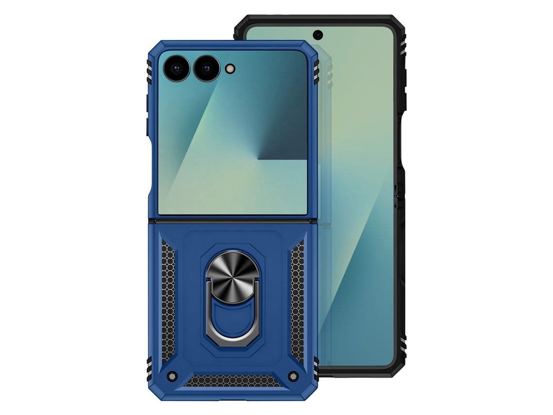 Avizar Capa Para Galaxy Z Flip 7 Com Anel Rotativo E Função Suporte Azul