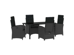Maison Exclusive - Conjunto De Jantar Para Jardim Com Almofada 5 Pcs Preto Vime Pe