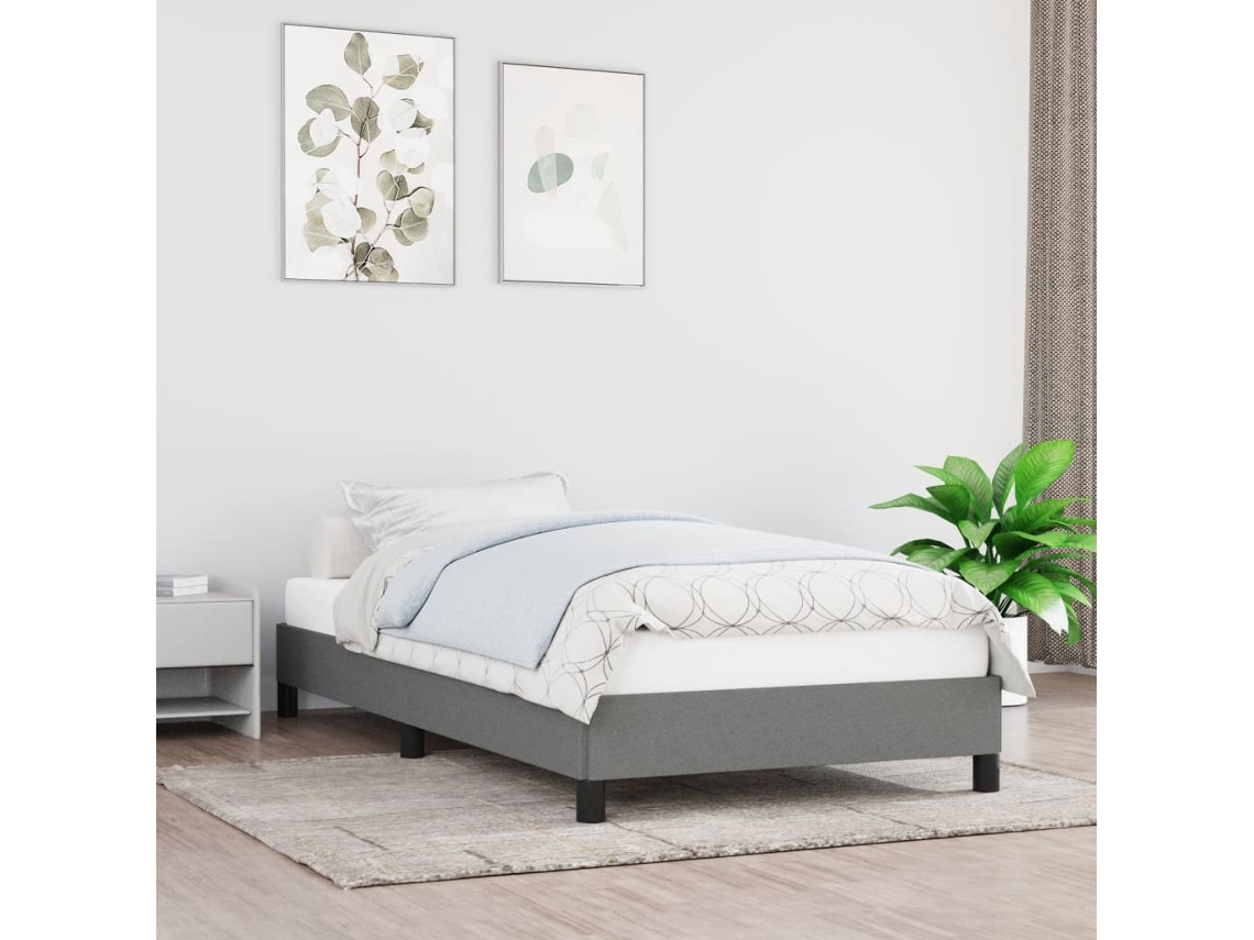 Vidaxl Estrutura De Cama Sem Colchão 90x200 Cm Tecido Cinzento-escuro