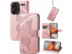 Capa Protetora Flip Com Relevoouro Rosa com Cordão, Xiaomi 14 Pro