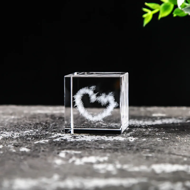 Cubo de Cristal Quadrado de 40mm para Joias, com Prisma de Vidro Gravado a Laser em 3d MDUG (estilo 5 40mm)