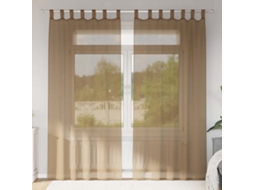Vidaxl Cortinas De Voile Com Laços 2 Pcs Castanho-claro 140x245 Cm