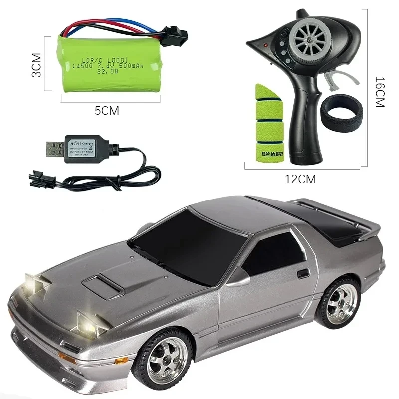 (cinza) Carro De Drift Controlado Remotamente Com Giroscópio 2.4g E Luzes Led, Modelo Em Escala Real Controlado Remotamente