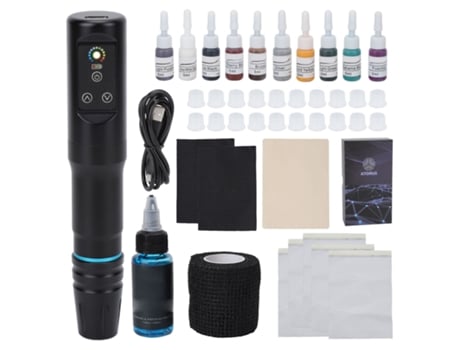Kit Caneta Máquina De Tatuagem 90ml Profissional Sem Fio Completo Para Artista De Tatuagem Iniciante Aiaididiy