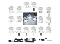 Conjunto De 16 Mini Spots Led Embutidos Exteriores, Ip67 À Prova Dágua, Luz Natural Bladu 4500k, Lâmpada De Chão 32mm 0,6w Dc12v Para Caminho Terraço