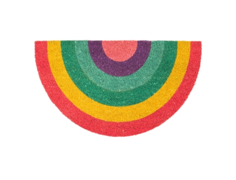 Capacho de Exterior Rainbow em Coco com Suporte Antiderrapante em Pvc Capacho Semicircular Tamanhos: 70 Cm X 40  FISURA