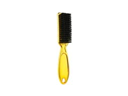 Escova de Cabelo com Degradê, Tesoura e Escova de Limpeza com Cabo em Couro Sintético MDUG (dourado)