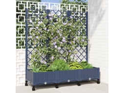 Vidaxl Vaso De Jardim Com Treliça E Rodas Cinza Azul Pp