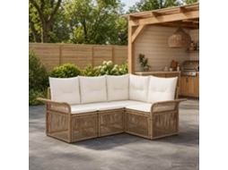 Vidaxl Conjunto De Sofá De Jardim 4 Unid. Bege Vime Pe