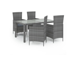 Maison Exclusive - 5pcs Conjunto De Jantar P/ Exterior C/ Almofadões Vime Pe Cinza