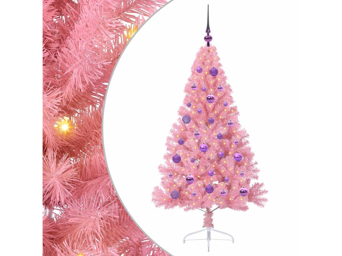 Conjunto 1 Decoração De Árvore De Natal Vidaxl Rosa Pvc (150 Cm)