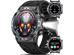 Smart Watches para Homens Smartwatch Militar Robusto 1,43 AMOLED com Lanterna LED Chamada Bluetooth Atender/Fazer Chamadas Relógio de Fitness YUNZII
