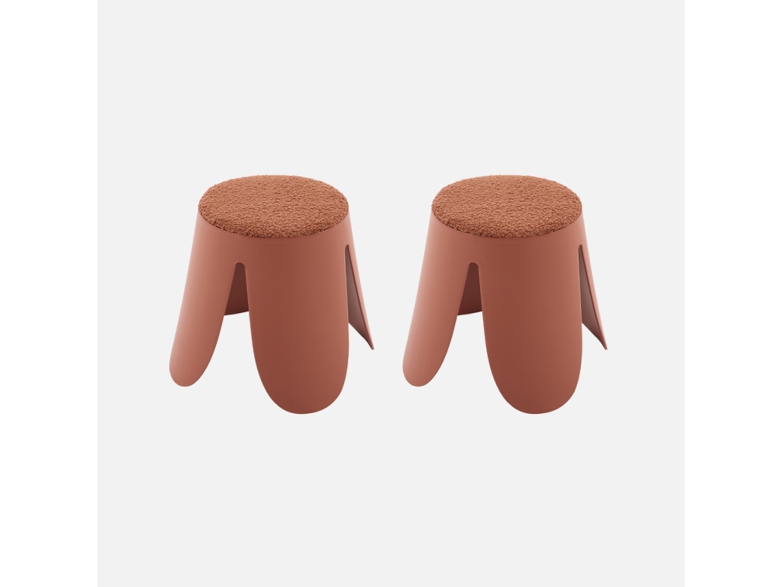 Banco Empilhável Infantil Boucle Texturizado, Set De 2, Terracota Sweeek