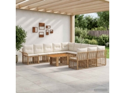 Vidaxl Conjunto De Sofá De Jardim 12 Unid. Natural E Branco Creme