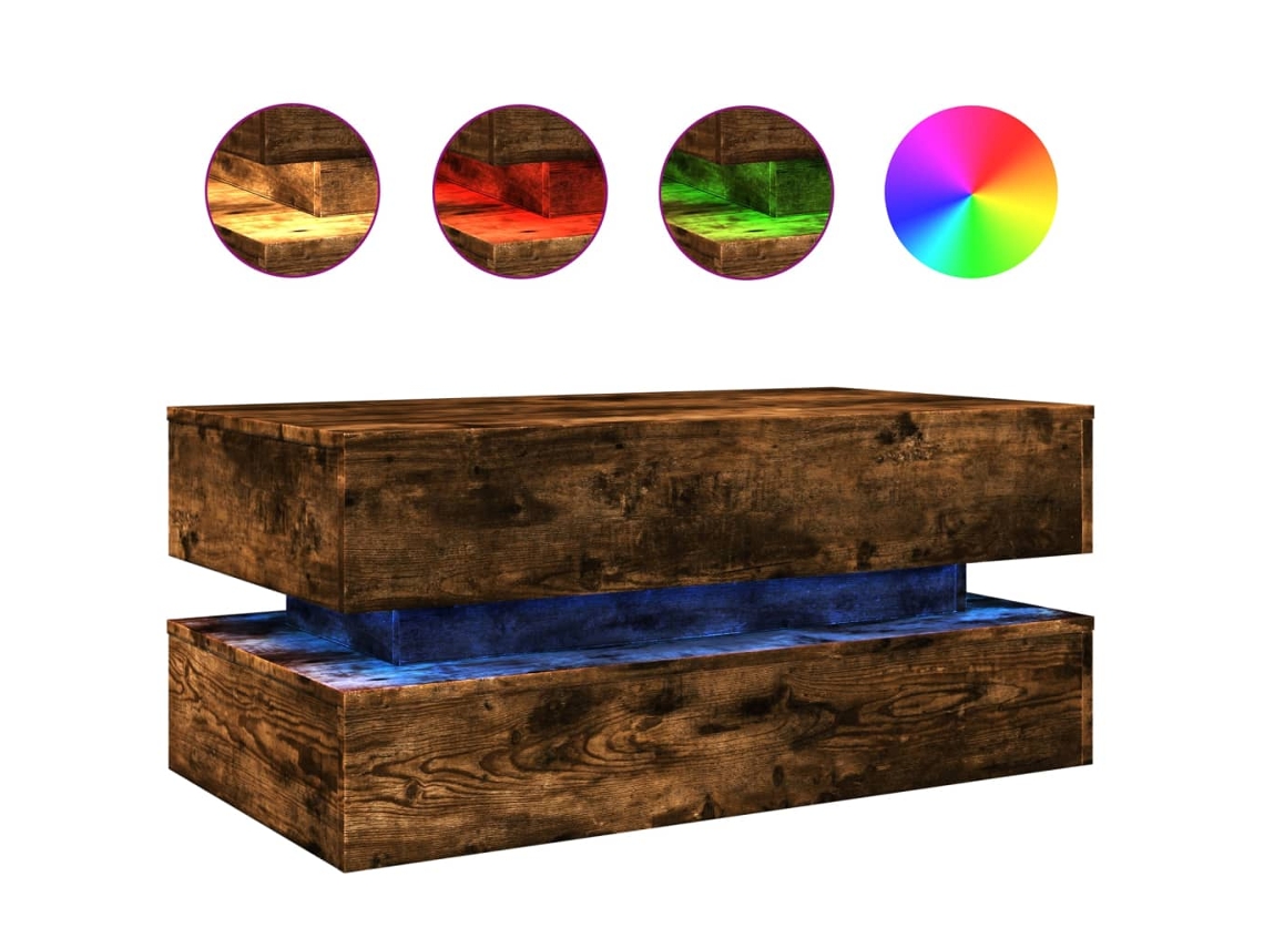 Mesa de Centro com Luzes Led Carvalho Fumado MAISON EXCLUSIVE (90x50x40 cm)