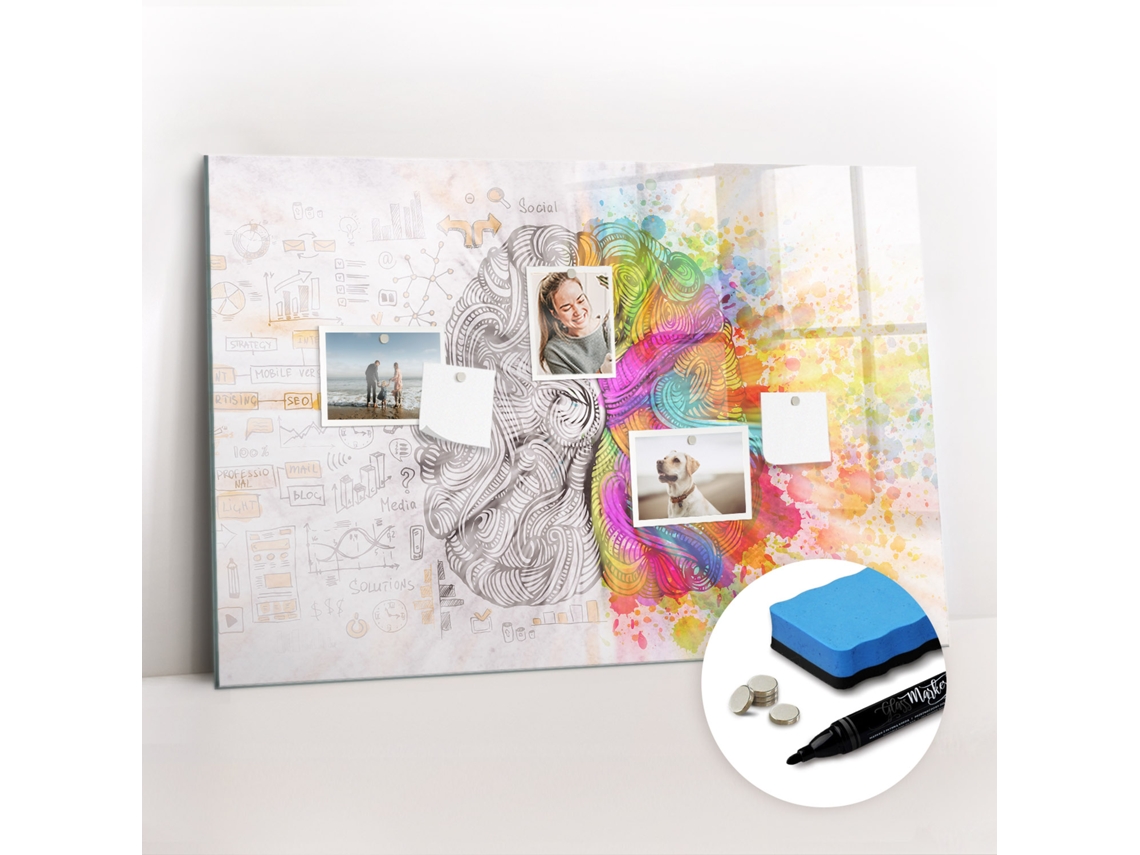 Quadro Magnético Decorativo Abstração Cerebral Para O Escritório Espelharte (90x60 Cm)