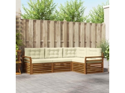 Vidaxl Conjunto De Sofás Para Exterior 4 Pcs Natural E Creme