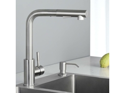 Torneira De Cozinha, Aço Inoxidável Escovado, 2 Modos De Jato, Ducha Extensível, Rotação De 360° Para Água Fria E Quente