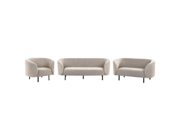 Conjunto De Sala De Estar Beliani Loen De Tela Beige 200x70x79