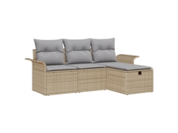 Conjunto 4 Sofá Modular Vidaxl Cinzento Vime Pe (196 X 117 X 85 Cm)