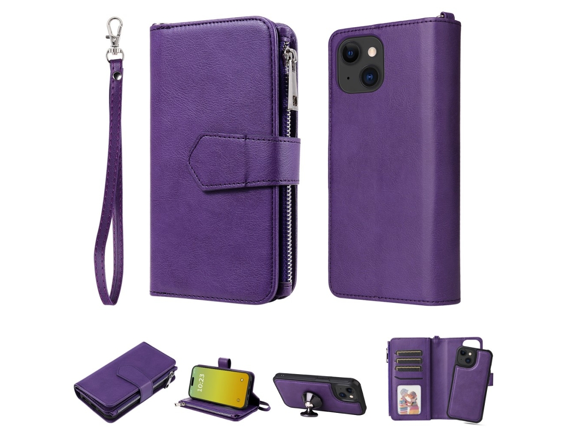 Capa Para Iphone 15 Pele Sintética Roxo