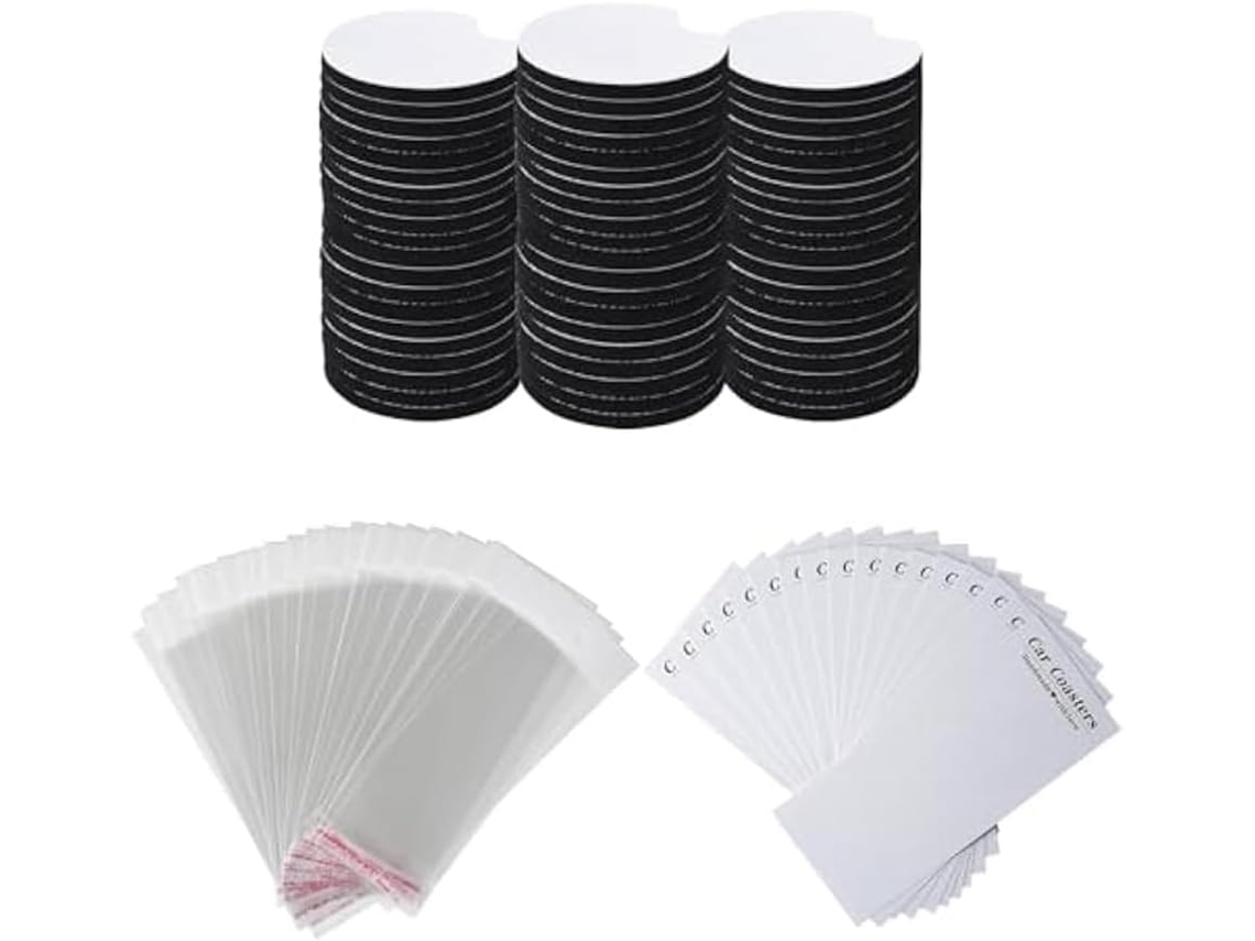Conjunto De Porta Copos Para Carro Em Branco Para Sublimação, Inclui 60 Porta Copos Redondos, 30 Car Gokoco