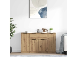 Vidaxl Buffet 3 Pcs Carvalho Artesanal 120 X 30 X 70 Cm