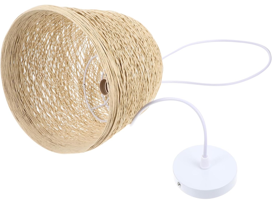 Luminária de Teto Pendente em Rattan Trançado para Ambientes Internos, Ideal para Sala de Estar, Casa e Restaurante. SFUSHOS