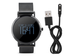 Relógio inteligente com pulseira de aço, monitor de frequência cardíaca e pressão, à prova d'água