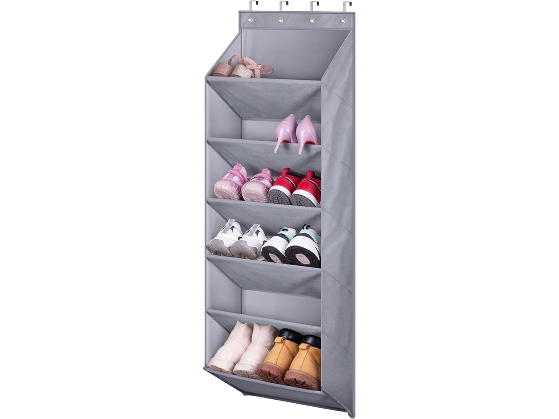 1 Peça De Prateleira Para Sapatos Com Compartimento Profundo Sobre A Porta, Organizador De Sapatos Para Guarda Roupa Estreito, Cinza Aquaforge