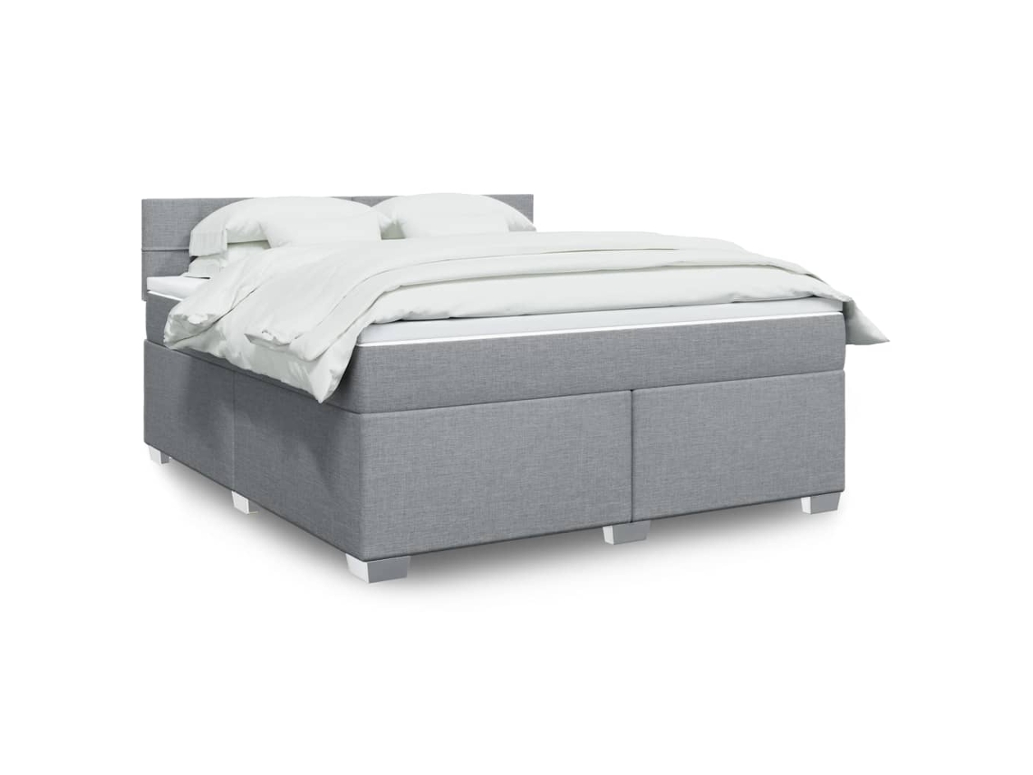 Vidaxl Cama Com Molas/colchão 180x200 Cm Tecido Cinzento-claro