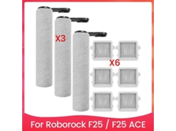 Kit De Acessórios De Reposição Para Aspirador De Pó Roborock F25 / F25 Ace, Inclui 3 Escovas Rotativas E 6 Filtros.