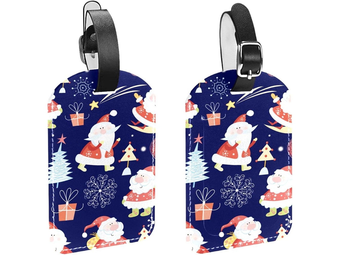 Conjunto De 2 Etiquetas Viagem E Bagagem Masculinas Design Fofo Papai Noel Feitas Poliuretano Malas