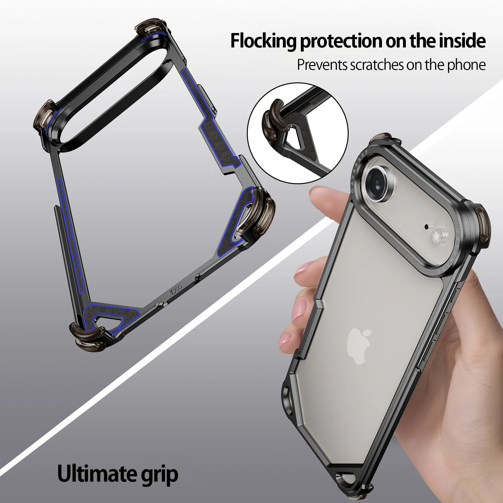Capa Para Iphone Air Preta, Sem Moldura, Compatível Com Magsafe, Ultrafina Em Metal, Resistente A Choques E Quedas.