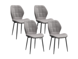 Conjunto de 4 Cadeiras Modernas para Cozinha e Sala de Estar com Estofado de Flanela. Cinza Ge