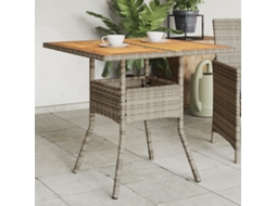 Vidaxl Mesa De Jardim Com Tampo Em Acácia 80x80x75 Cm Vime Pe Cinza