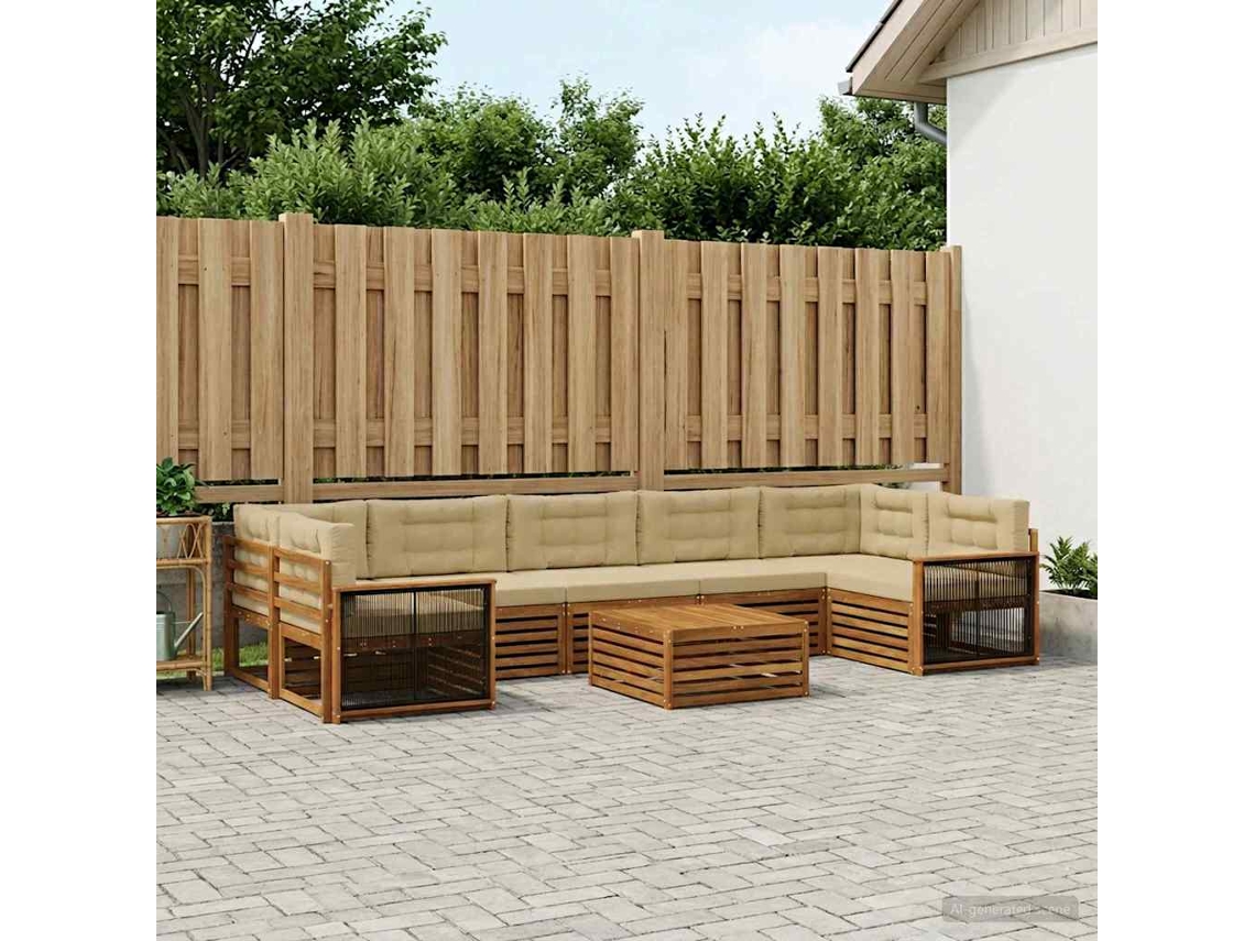Vidaxl Conjunto De Sofás Para Exterior 8 Unid. Natural E Bege