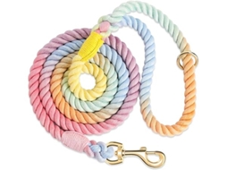 Trela para Cães em Cordão de Algodão Trançado À Mão, Tamanho Pequeno, Médio e Grande Adequado, Cor Macaron, 1,5 M, Ergonômico, Uso Diário STELASPLEN