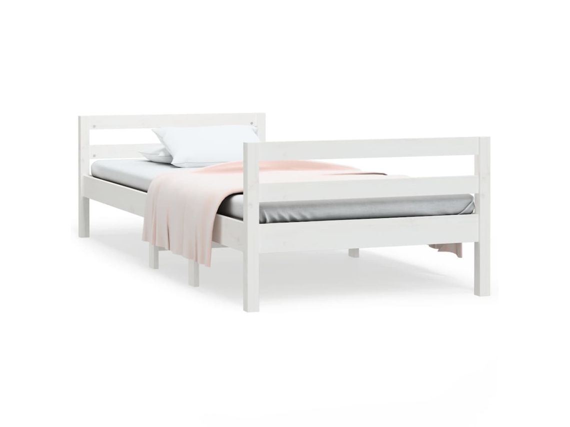 Bed Frame, Bed Frames Vidaxl Branco Madeira De Pinho (90 X 200 Cm)