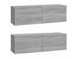 Wall-mounted Tv Cabinet Set, Wall-mounted Tv Cabinet Sets Vidaxl Cinzeto Madeira Processada (n/a)