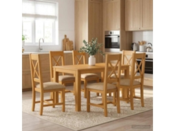 Vidaxl Conjunto De Sala De Jantar 7 Unid. Bege