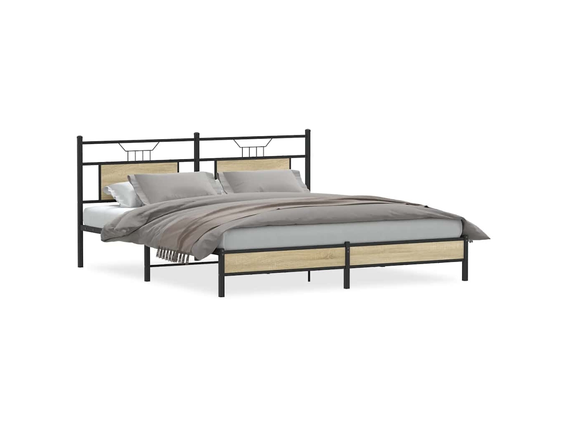 Bed Frame, Bed Frames Vidaxl Marrom Madeira Processada (183 X 213 Cm)